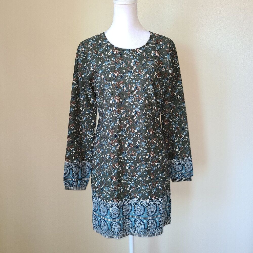 ABERCROMBIE & FITCH‎ Mini Dress Ditzy Floral Paisley Size Small Long Sleeve